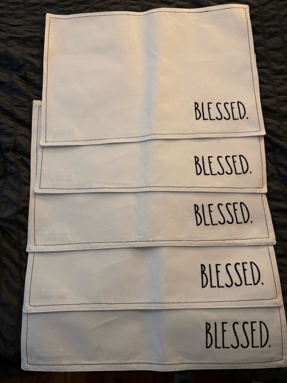 Rae Dunn White Placemat with Black Logo Tag Set of 5